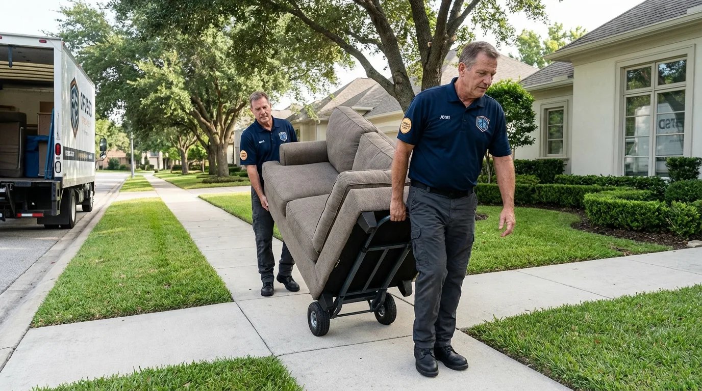 Local residential moving crew loading furniture in Cantonment, FL